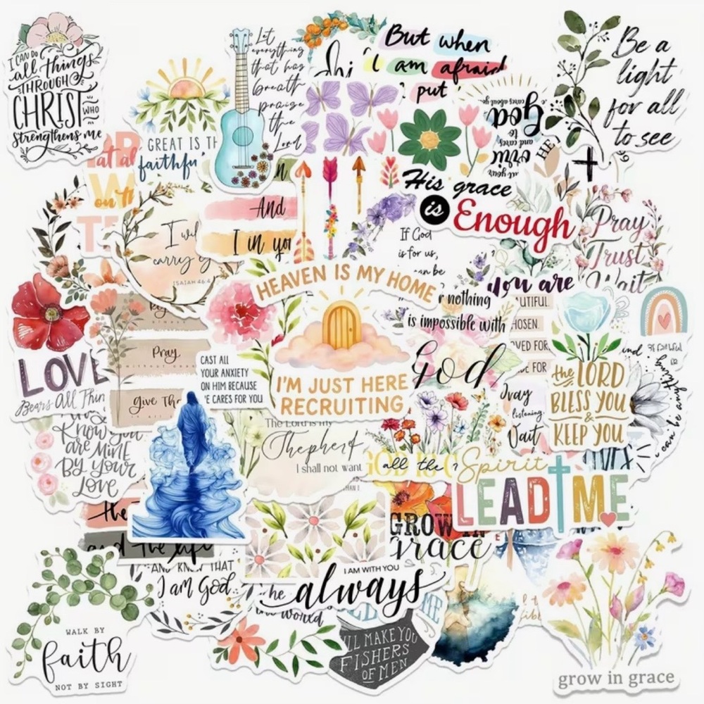 50 Inspirational Floral Faith Stickers Scripture Religious Nature